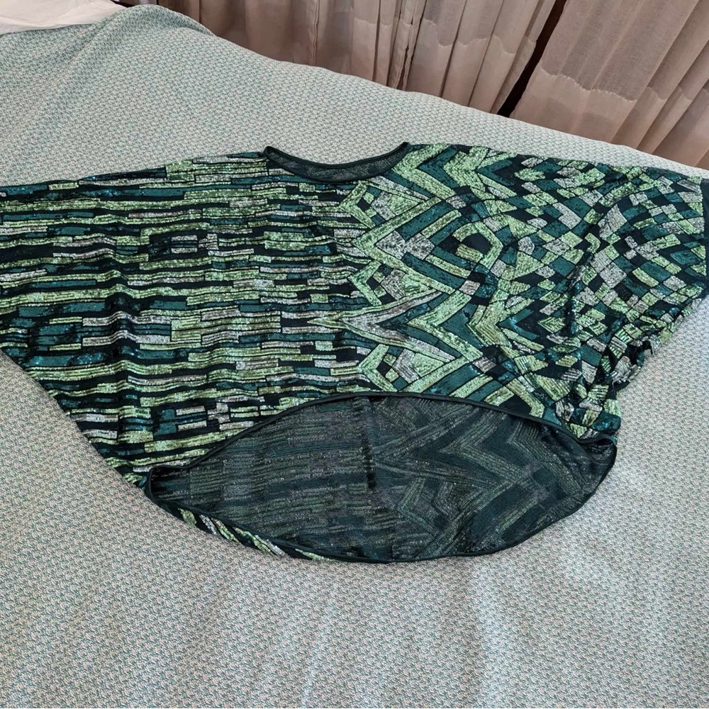 Green Sequin Dolman Top ByVinnik